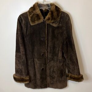 Brown Leather with Faux Fur Lined Women's Jacket